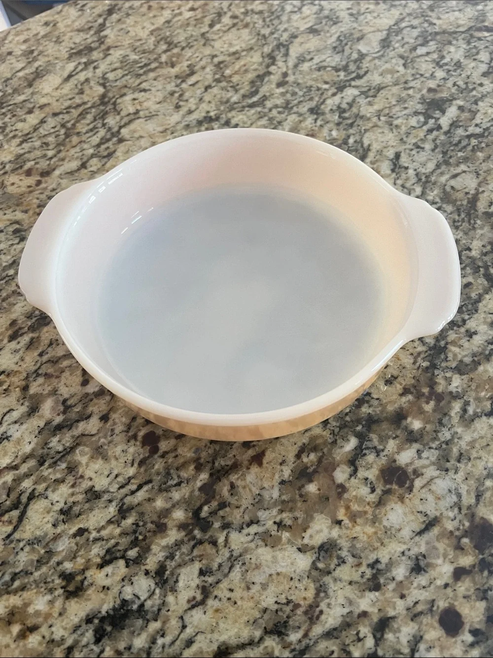 Fire King White and Cream Round Baking Dish with Handles - 8 inches